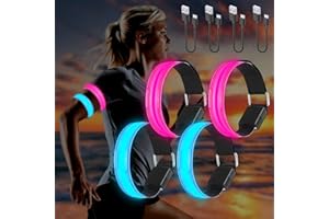 MOLBORY 4 Pezzi Bande Catarifrangenti, LED Braccialetto Ricaricabile USB con 3 modalità di Illuminazione, Fascia per Braccio di Sicurezza Alta visibilità, per Running, Bici, Corsa Notturna, Correre(Verde)