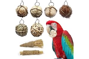9 Pcs Natural Bird Chew Foraging Toys, Hangable Shredding Toys Made of Sola Rattan Corn Vine, Cage Accessory for Small Parrots & Small Rodent Pets