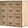 KIRIGEN Wooden Desk Storage Cabinet 12 Drawers Mini Chest with Metal Handles Desktop Organizer Storage Box for Home Office Dark Brown(12CG-DBR)
