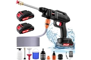 Lightasea Cordless Pressure Washer, 21V 1500W Portable Pressure Washer, 60Bar/870 PSI Cordless Power Washer with 2 Nozzles, 2 Battery, 5m Hose Portable Jet Wash, Battery Power Washer for Car Floor