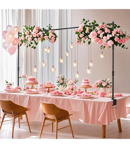 Supporto Reggipalloncini Da Tavolo Regolabile - Metallico, Nero, Per Feste, Matrimoni, Decorazioni Con Luci E Fiori - Foto 7