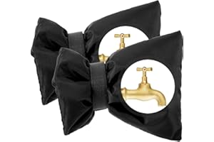 Belegao 2pcs Outdoor Tap Covers for Winter, Large Faucet Frost Protector Thickened Tap Jackets Waterproof Insulated Protection Prevent from Freezing for Outside Garden, Black