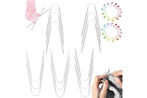 LAZULITHIC 15 Stück Rundstricknadeln Set, Stricknadeln für socken, Addi crasy trio Stricknadeln rundstricknadel, Sockenstricknadeln, Crasy trio stricknadeln, mit 30 Fixierstifte, für Pullover schals Hut Ärmel