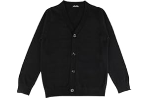Soudittur Fille Enfants Cardigan Coton Gilet Uniforme Scolaire Pulls Casual Tricot Manches Longues Col V