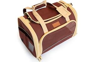 PETPROVED Large Cat Dog Carrier Pet Carrier for Medium Dogs Large Cat Baskets Pet Carriers for Small Dogs Cats Travel Bag Cats Small Dog Rabbit Pet Kitten (M Brown)