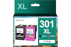 HALLOLUX 301XL - Cartuchos de Tinta de Alto Rendimiento remanufacturados para HP 301 XL para Envy 4500 5530 5532 4502 4507 DeskJet 2540 2050 1050 OfficeJet 2620 2622 4630 4632, 2 Packs, Color Negro