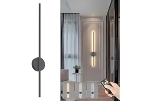 Aipsun Akumulatorowa lampa ścienna z pilotem do wnętrz, 10 000 mAh, 6 W, 100 cm, z funkcją ściemniania i timera, bez przyłącza prądu, nadaje się do salonu, sypialni, jadalni (antracytowa)