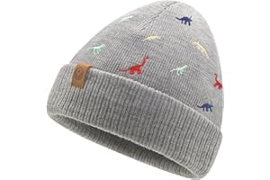 JANGANNSA Strickmütze Beanie Kinder Winter Baby Mütze Dinosaurier Neugeborene Wintermütze für Jungen Mädchen 0-8 Jahre