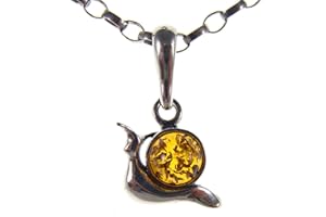SA PENDANTS Baltic amber and sterling silver 925 cognac snail pendant (no chain)