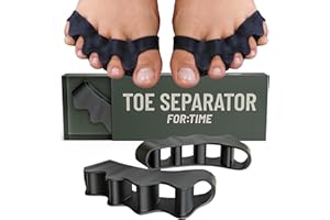 FOR TIME FITNESS Zehenspreizer – 1 Paar Gel Zehentrenner für überlappende Zehen – Toe Spacer – Silikon-Zehenspreizer Hallux Valgus, Korrektur von Ballenzehen, Toe Separator, Zehenspreizer (Schwarz, Einheitsgröße)