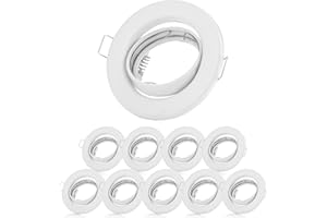 10x Sweet Led Cadre encastrable incluant douille GU10 - Spots encastrables IP20 230V - adaptés pour LED & halogène - Spots encastrables orientables en métal - Ø 88mm, blanc