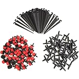50 Einstellbare Micro Drip Tropfer+50 T-Steckverbinder+50 Gartenschlauch-Erdanker Garten Micro-Drip-System Automatische Bewäs