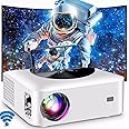 MOLOR 4k Video Projector,with 5G WiFi & Bluetooth 5.1,Portable Projector For Outdoor,40000 Hrs of Life Smart Projector with 300" Display,450 ANSI HD Projector,1080P UHD Home Theater TV Projector (W)