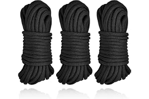 Prosixtoy 3 x 10 m bomullsrep mjukt svart bomullsrepset tjockt och hållbart pysselrep mångsidigt användbart för camping, hantverk och andra utomhusaktiviteter