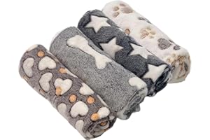 ZQuintuplian 4Pcs Pet Blanket - Washable Dog Blankets for Small Dogs & Cats, Puppy Sleeping Mat for Indoor Use