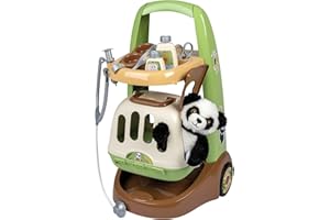 Smoby - Chariot Vétérinaire - 1 Peluche Panda + Mallette - 10 Accessoires - Seringue, Paire de Ciseaux, Flacons et Autres - A Partir de 3 Ans - Fabrication Française