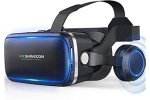 FIYAPOO Casque VR HD Lunettes 3D avec Écouteurs Hi-FI Intégrés, Réalité Virtuelle pour Téléphone, pour Films et Jeux, avec Smartphones Android et iPhone (4,7 à 6,6 Pouces), Cadeau Parfait pour Noël