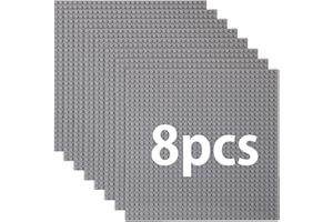 GUIHUMZ Zestaw 8 płyt budowlanych kompatybilnych z większością marek, Classic z klocków, płyta podstawowa, kompatybilna z płytą konstrukcyjną Lego Classic, 25,5 x 25,5 cm, szara płyta bazowa