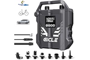 GICLE Bomba de Inflado para Paddle Board Eléctrica - Inflado de Alta Presión de Doble Etapa, Apagado Automático con Conector de 12V DC para Coche, para Paddleboard/Barco Inflable/Bote