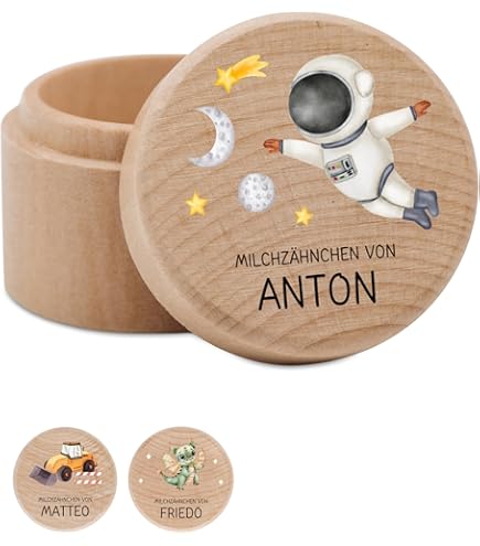 Personalisiert Milchzahndose Mit Namen - Holz Zahndose Dalmatiner Motiv