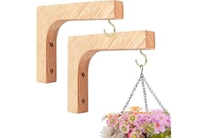 BeShero 2 Stück Holz Wandhalterungen - Pflanzenhalterung, Laterne, Wandhaken, Blumenampelhalter, Pflanzer, Hängend(L Form)