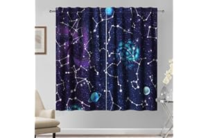 ‎KZZFQXB Kzzfqxb 117×138cm Galaxy Gardinen, Blau Lila Nacht Sternenhimmel Planeten Nebel Astrologie Astronomie gardinen 2 Paneele für Jungen Mädchen, Schlafzimmer Wohnzimmer Fenstervorhänge