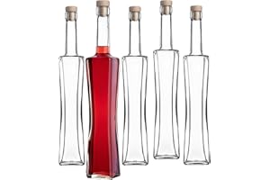 KADAX Bottiglie per liquori da 500 ml, 10 pezzi, vetro trasparente, tappo in sughero, rettangolari, per liquori, vini e succhi, confezione regalo