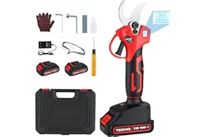 TEENO Elektrische Gartenscheren 30mm, kabellos, bürstenlos, mit LCD, 2 * 2000 mAh Batterien, schnurlose professionelle elektrische Schere für Garten, Äste und Obstgärten(zwei Batterien)