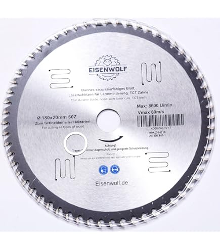 Lama Sega Circolare 180 Mm X 32 Mm, 60 Denti In Carburo Di Tungsteno - Per Legno - Foto 6