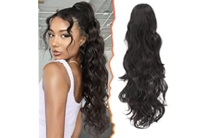 BARSDAR Coleta Postiza Rizada Pelo con Pinza de Garra, 50 cm Largas Cola de Caballo Extensiones Ondulado Ponytail Extension Clip in Postizos de Pelo para Mujeres