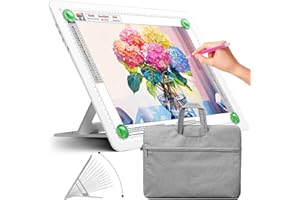 Zocelight wiederaufladbare A3 Leuchttisch mit integriertem Ständer & Tasche,Superheller Magnetschachtel light box mit physischen Tasten,diamond painting zubehör,led zeichenbrett zum Zeichnen(Weiß)
