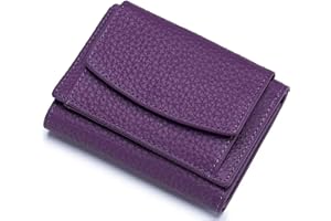 RRANCHARLTU Portafoglio Donna Piccolo in Vera Pelle RFID Blocco Portamonete Ragazze Piccolo Portafogli con Tasca per Monete Mini Borsellino, Viola