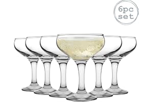 6x 235ml Champagne Saucers - Vintage Classic 20s Gatsby Art Deco Coupe Party Glass Saucer Espresso Babycham Drinking Glasses - Dishwasher Safe by Rink Drink