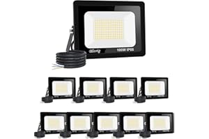 JEFEDANA 【10PCS】100W Projecteur LED Exterieur 10000LM IP66 Imperméable spot led exterieur Super Brillant Eclairage Extérieur Blanc Chaud(3000k) Sécurité spot led pour stades, usines, Parking, garage, jardi