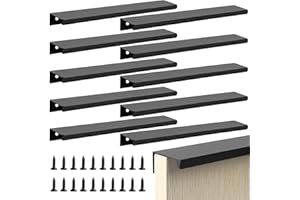 JiangLin 10 Stück Schwarz Möbelgriffe, 300mm Verdeckter Schrankgriffe Küchengriffe mit Schrauben Türgriff Schubladen Griffe Unsichtbare für Kleiderschrank