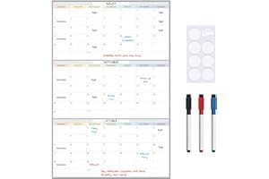 Glacient - Juego de planificador de pared grande A1 (87 x 58 cm), laminado grueso, borrable, plegado, marcadores y puntos adhesivos incluidos, familia, escuela, oficina