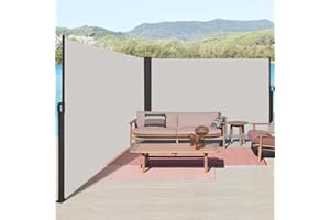 Kidsgigglz Brise Vue Retractable, Paravent Exterieur Retractable Store Exterieur Opaque, Protection de l'intimité et du Vent pour Balcon Terrasse Exterieur, Gris Store latéral, 200x600cm