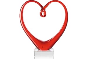 Leonardo Heart rzeźba czerwona, szer./wys./głęb.: 21/24/8 cm, ręcznie wykonane kolorowe szkło, 090871