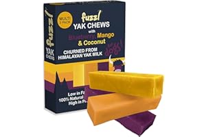 Fuzzl Yak Chews for Dogs Blueberry Mango Coconut 3 Pack - Natural Dog Treats with Himalayan Yak Milk - No Hide Dog Food Natural Dog Chews Long Lasting Dog Dental Sticks and Dental Chews