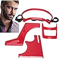 4pcs Beard Shaper Kit for Men, Beard Styling Shaping Stencil Neckline Trimming Guide Hairline Template Outliner for Perfect Line up & Edging Works with Beard Trimmer or Razor