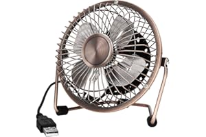 NATUCE Mini USB Desktop Fan Flexible 360° Rotation Cooling Desk Fan with USB Metal Shell Silent 4 Inch for Home Office Laptops PC Computer Bronze