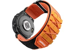 Bandletic Nylon Bracelet Compatible avec Garmin Fenix 6/5/7, Forerunner 965/955/945/745/Approach S62/S60/Epix 2, Montage Rapide Correa 22mm pour Fenix 5 Plus/Fenix 6 Pro/7 Pro, Grand-Orange