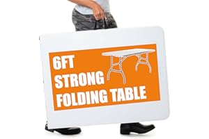 Bishop 6ft Heavy Duty Folding Table. Portable trestle table for indoor/outdoor dining, Picnic, camping, BBQ, White (Holds upto 250kg)