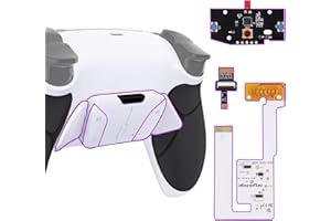 eXtremeRate RISE4 V3 Remap Kit pour ps5 Manette BDM-030/040/050, Coque Arrière Redessinée avec 4 Palette pour ps5 Controller BDM-030/040/050, Carte améliorée, Fond Blanc et Palette Blanche