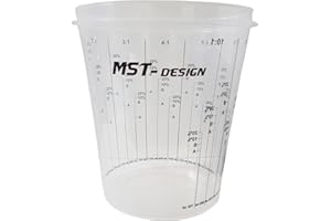 ‎MST-DESIGN MST-DESIGN 50 x 2300 ml Lackmischbecher, Robuster Einweg Messbecher mit Skala, Mischbecher für Lacke, Farbe, Lasur, Füller etc., Kunststoffbecher mit Mischverhältnis, Hochwertiges Lackierzubehör