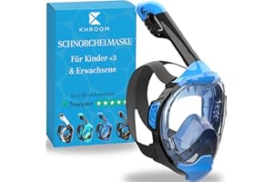 Khroom Schnorchelmaske Erwachsene & Kids ab 3 Jahre | CO2 sicher | Vollgesichtsmaske mit Easy-Breath System | Schnorchelset Alternative | Seaview Y Tauchmaske Schnorchelmaske Kinder