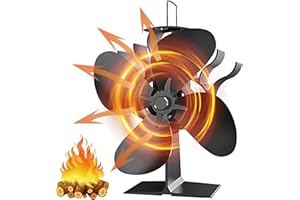 BESTYKS Stove Fan Fireplace fan, 2023 Update 4 Blades log burner fan Wood Burner Fans Fire Fan, Silent Operation/Eco-Friendly Circulation/Efficient Heat Distribution for Log Burner & Wood Burner(4 Blades)