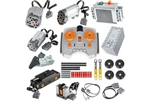 XUZIE 36 Pcs Technic-Motor-Kit, Power Functions Motor Set, Servo Change Parts Extension, Remote Control Wire Compatible with Major Brands, Modification Accessories Building Set