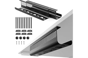 KHAMAL Under Desk Cable Management Tray - 2 Pack Cable Management Under Desk, Black Management Tray for Tidy Office and Home