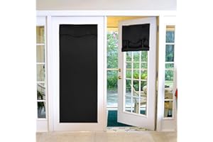 Maritown Front Door Curtain - 66x173CM No Drill Stick on French Door Blinds 1 Panel Single Patio Door Curtains Privacy Blackout Shades,Thermal Insulated, Noise Reduction for Room Easy Install and Care